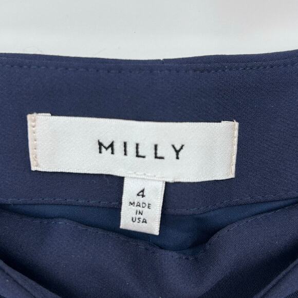 Milly Navy A-Line Flared Midi Skirt Workwear Quiet Luxury Preppy Womens Size 4 - Picture 6 of 12